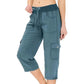🥳SUMMER HOT SALE🥳💞50K+ SOLD!💥50% OFF! 💃Women's Solid Color High-Waist Drawstring 3/4-Length Cargo Pants