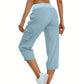 🥳SUMMER HOT SALE🥳💞50K+ SOLD!💥50% OFF! 💃Women's Solid Color High-Waist Drawstring 3/4-Length Cargo Pants