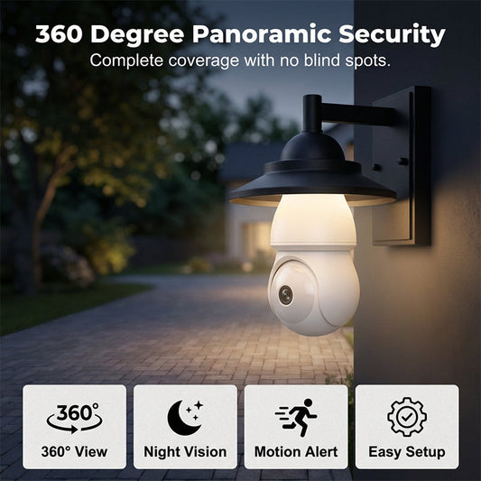 Vigilux™ Smart BulbCam – 2K HD Indoor/Outdoor Security Camera 📹 | Dual-Band WiFi (2.4GHz/5GHz) 📶 | 360° Pan & Tilt, Full-Color Night Vision 🌙 | Built-In LED Light + Motion Spotlight 💡 | No Hub Needed – Easy DIY Setup ⚡ | Designed for UK Homes 🇬🇧