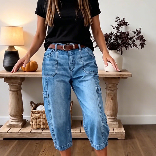 👖 50% OFF! 🌸 Women's Casual Stretchy Cropped Denim Pants – Comfortable & versatile – Perfect for casual days, summer outings or office chic – breathable and stylish ✨🌿