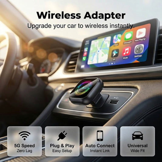 🚗 Wireless Car Adapter with RGB Light – Plug & Play