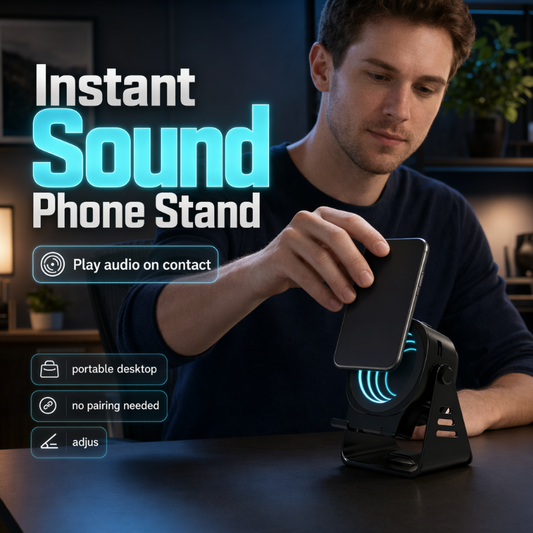 📱50% OFF NOW ! ⚡Induction Speaker Phone Stand Built-in induction wireless speaker, adjustable multi-angle phone bracket✨