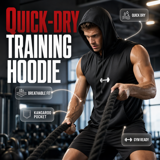🎁2026 New Arrivals 50% OFF💥Men Quick-Dry Sleeveless Training Hoodie Vest – Breathable Lightweight Fabric, Kangaroo Pocket, Maximum Mobility, Gym Workout & Running Athletic Top