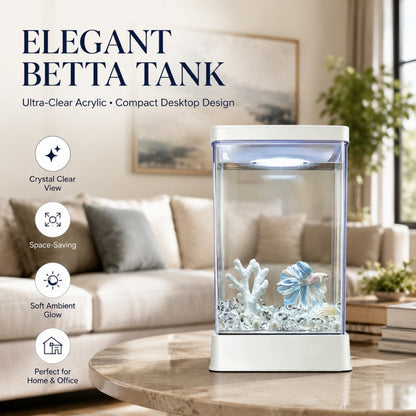 Betta Fish Tank with 7-Color LED Light