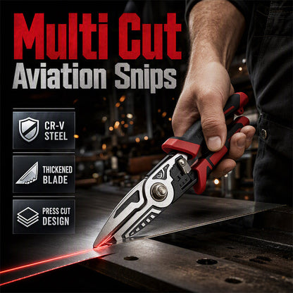 ✂️50% OFF NOW! Industrial Tin Snips – CR‑V Steel Multi‑Cut Aviation Snips, Thickened Blade Press‑Cut Metal Cutting Shears for Sheet Metal, Hardware Repair & DIY Projects