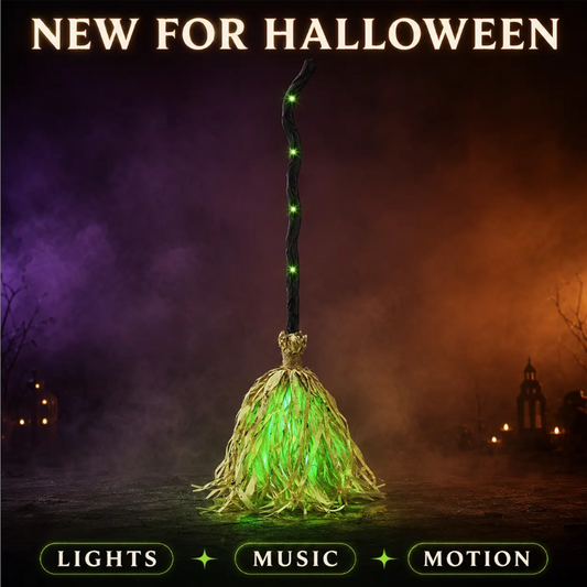Halloween Electric Witch Broom Decoration