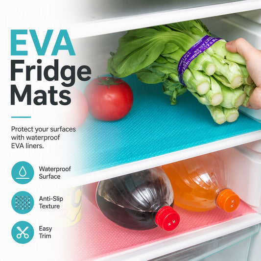 🧊50% OFF NOW! Waterproof EVA Fridge Shelf Liners‑Anti‑Slip Refrigerator Mats, Cut‑to‑Size Washable Fridge Drawer Protector for Kitchen Refrigerator Organization