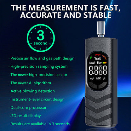 Rechargeable Alcohol Tester with LCD Screen and Voice Broadcast