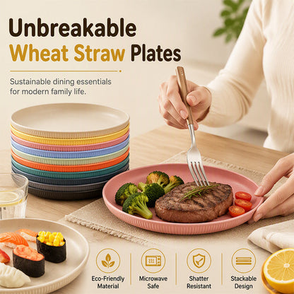 Unbreakable Wheat Straw Dinner Plates