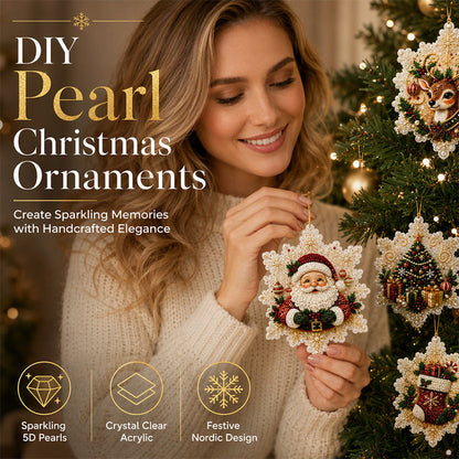 🎄50% OFF NOW! Christmas DIY Painting Hanging Ornaments Set‑5D Pearl Rhinestone DIY Christmas Tree Decorations, Festive Handmade Craft Kit for Holiday Home Decor