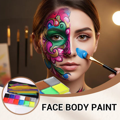 🥳2026 HOT SALE🥳💞50K+ SOLD! 🎨✨ 50% OFF! Face Body Paint – smooth, highly pigmented, long-lasting & skin-friendly. For festival, Halloween & cosplay looks! ✨💪