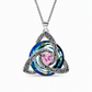 💎 Celtic Knot Birthstone Necklace: Heart Crystal, 12 Colors, Copper & Zircon, 45+5cm Chain