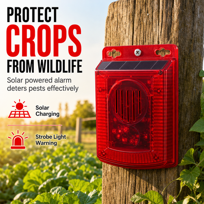 🚨50% OFF NOW! Solar Outdoor Animal Deterrent Alarm, Solar Powered Strobe Light Warning Siren, Motion Activated Repeller to Protect Crops, Garden, Farm from Wild Animals