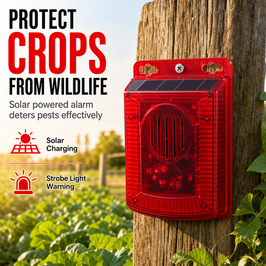 🚨50% OFF NOW! Solar Outdoor Animal Deterrent Alarm, Solar Powered Strobe Light Warning Siren, Motion Activated Repeller to Protect Crops, Garden, Farm from Wild Animals