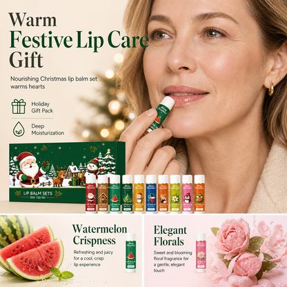 📢📢50% OFF !! ⏰ Christmas Lip Balm Set – Moisturizing & festive gift-ready ✨