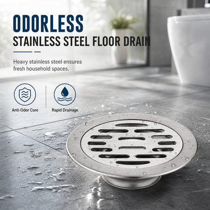 🏆 Last Day Special Price £8.99! 🔥Buy more save more🎁Brushed Stainless Steel Round Floor Drain with Deodorizing Core for Bathroom and Washing Machine
