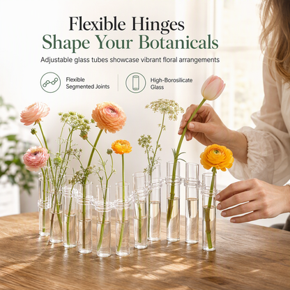 ⏰ Clear Glass Test Tube Vase Set – Minimalist Style & Floral Charm 🧪💐
