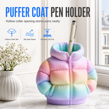 3D Printed Puffer Pen Holder Novelty Abstract Desktop Pencil Cup and Stationery Organizer for Students