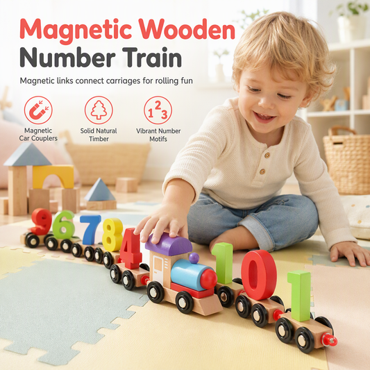 🖤Black Friday Hot Sale 50% OFF♟️Montessori Magnetic Wooden Number Train, Early Learning Counting Toy, Perfect Gift for Toddlers Boys Girls🚂