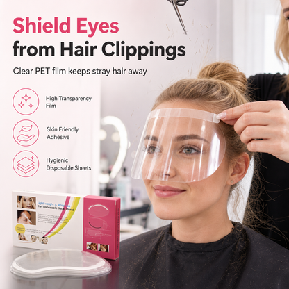 ⏳🔥LIMITED-TIME 70% OFF! 50 Pieces Careluxpro Disposable Transparent Haircut Face Shields Adhesive Eye and Face Protector Visor for Bangs Trimming and Hair Dyeing