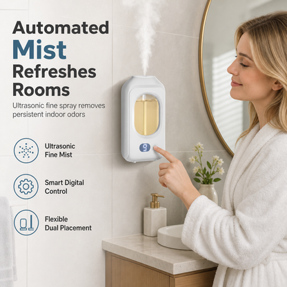 Automatic Aromatherapy Diffuser with Digital Display and 9 Adjustable Levels Smart Home Fragrance Spray Air Freshener and Deodorizer for Bedroom and Bathroom
