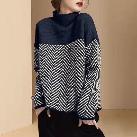 Warmer Pullover mit Kontrast